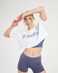 WOMENS A-GAME ROTATE LOGO RELAXED CROPPED T-SHIRT - WHITE