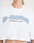WOMENS A-GAME ROTATE LOGO RELAXED CROPPED T-SHIRT - WHITE