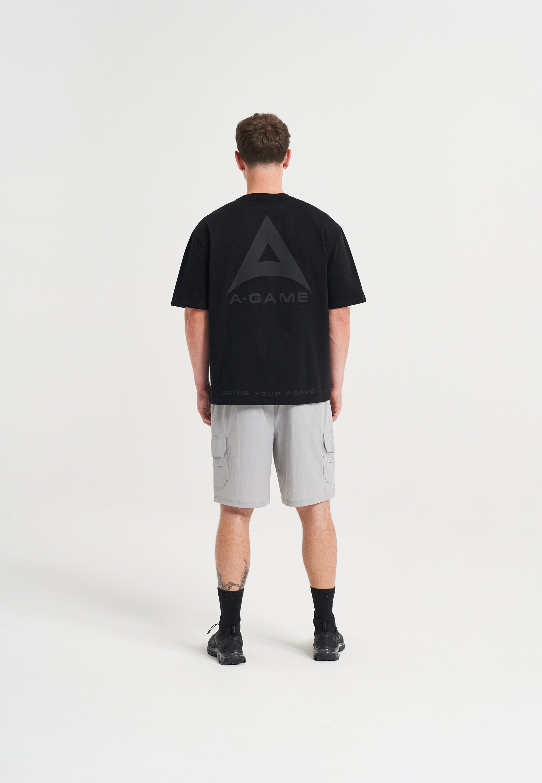 MENS A-GAME TECH CARGO SHORTS - STEEL GREY