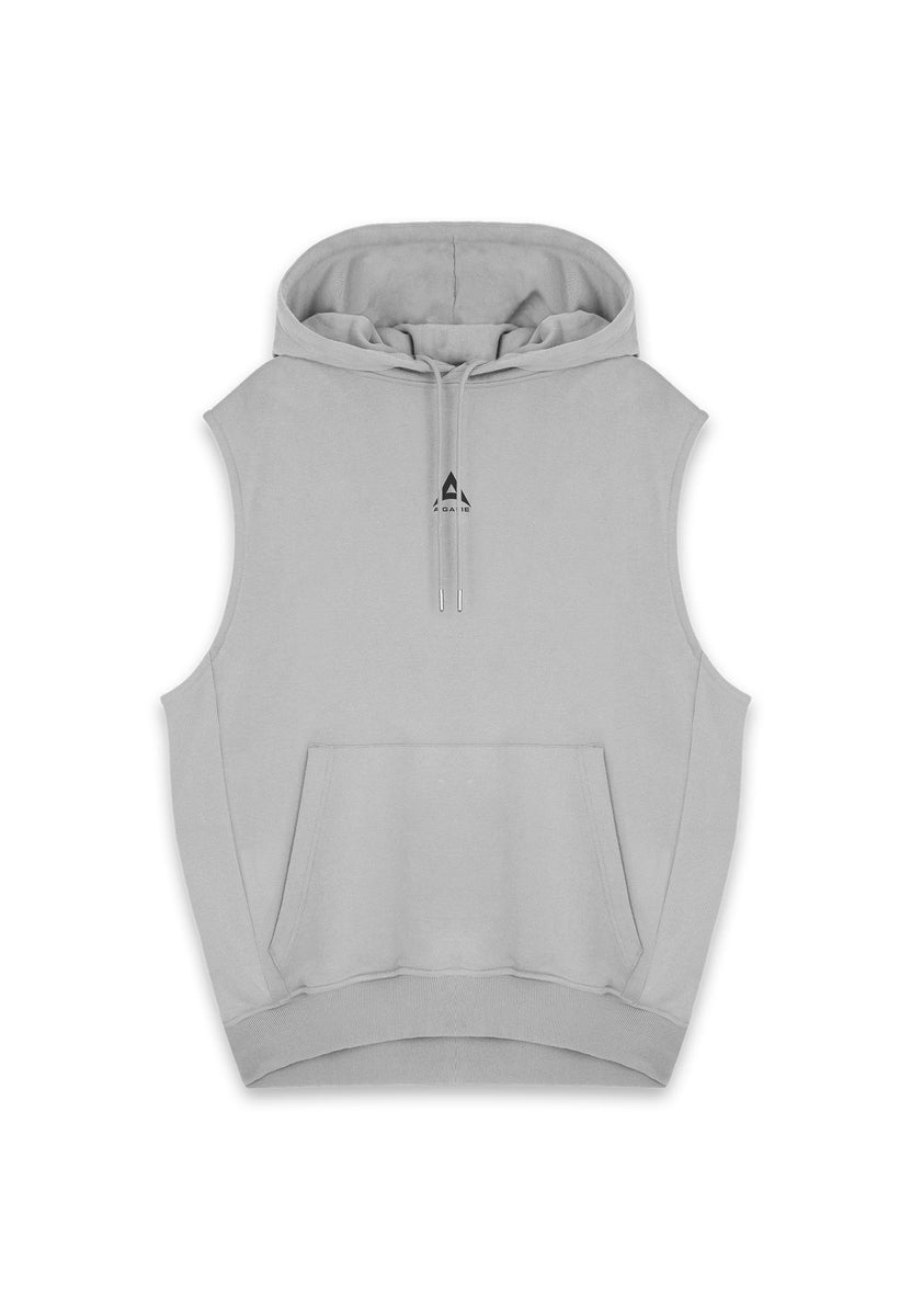 MENS A GAME LOGO GRAPHIC SLEEVELESS HOODIE STEEL GREY