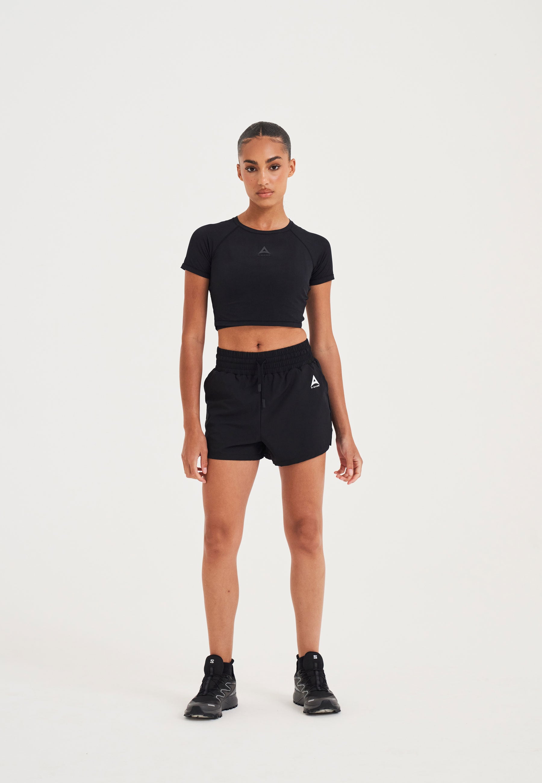 WOMENS A-GAME TRAINING RUNNER SHORTS - BLACK