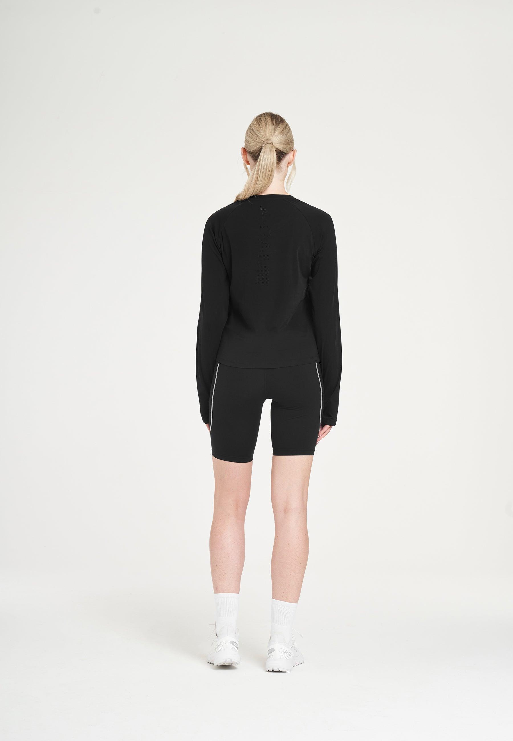 WOMENS A-GAME FITTED LONG SLEEVE TRAINING TOP - BLACK