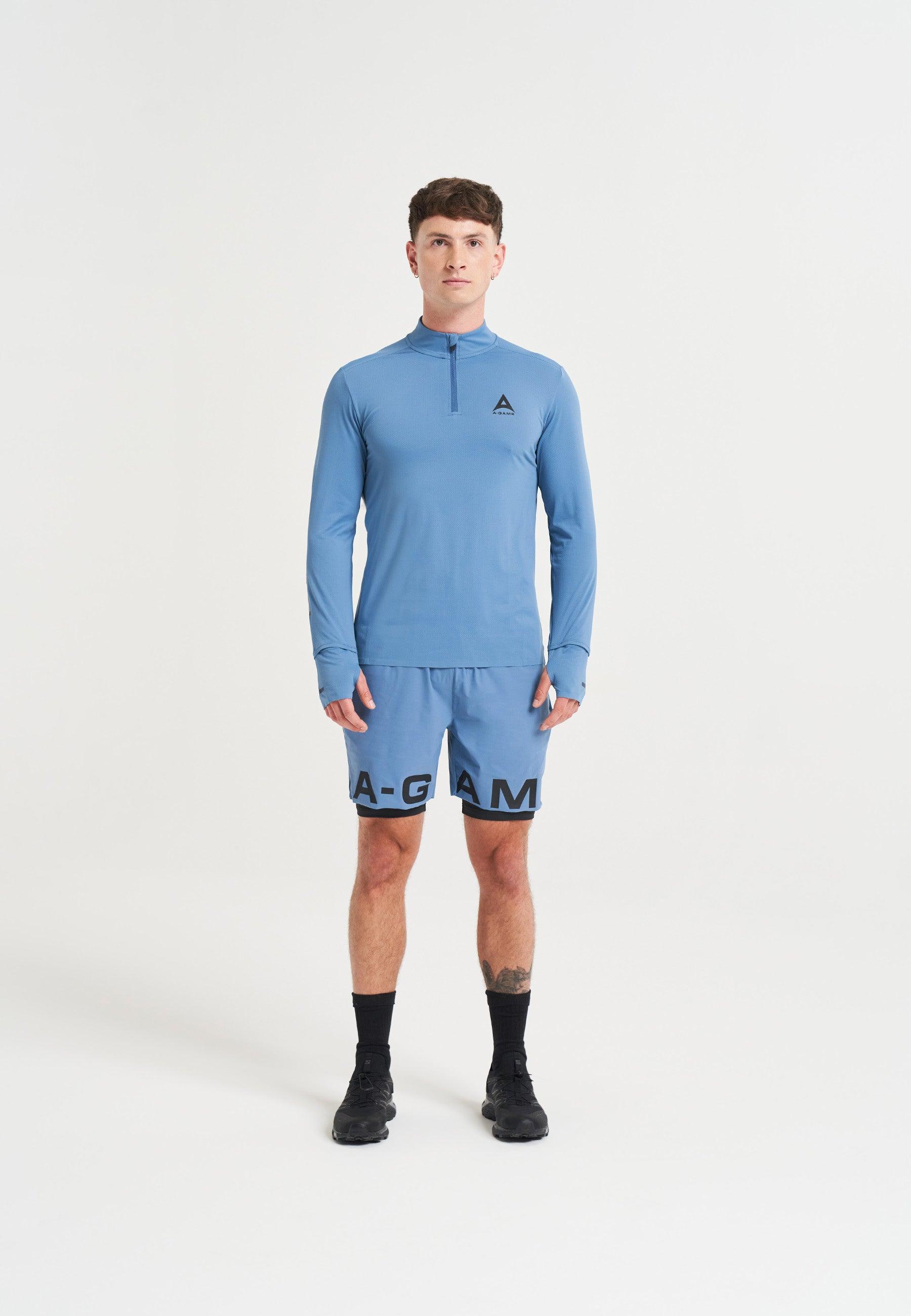 MENS A-GAME PERFORMANCE LONG SLEEVE TRAINING TOP - OCEAN BLUE