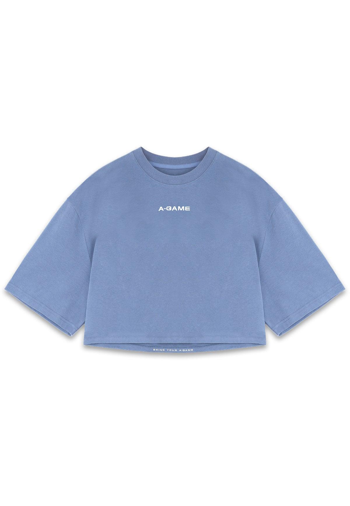 WOMENS BRING YOUR A-GAME RELAXED CROPPED T-SHIRT - ELEMENTAL BLUE