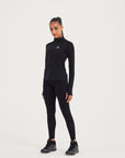 WOMENS A-GAME QUARTER ZIP FITTED TRAINING TOP - BLACK