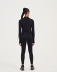 WOMENS A-GAME QUARTER ZIP FITTED TRAINING TOP - BLACK