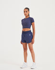 WOMENS A-GAME TRAINING RUNNER SHORTS - BLUE