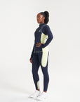 WOMENS A-GAME FITTED THERMAL FLEECE - NAVY/LIME